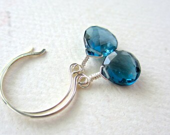 Ocean's Depth Earrings - london blue topaz earrings, december birthstone, london blue topaz jewelry, blue topaz earrings, handmade jewelry