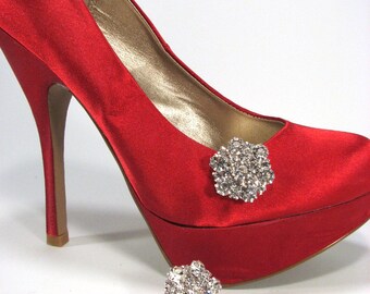 Rhinestone Shoe Clips Brilliant White Rhinestone Cluster 1 Pair Shoe Jewelry for Wedding Prom