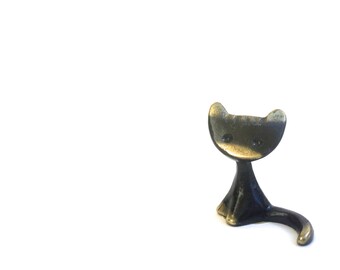 Vintage Mid Century Modern Walter Bosse Baller enameled brass Cat figurine~1960's nursery decor