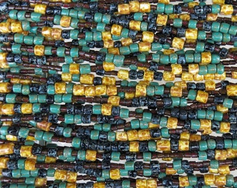 Santorini Opaque Aged Picasso Tile Mix Czech Glass Beads - 20 Inch Strand (AW288)