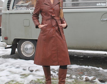 Vintage 70's Long Leather Coat Boho