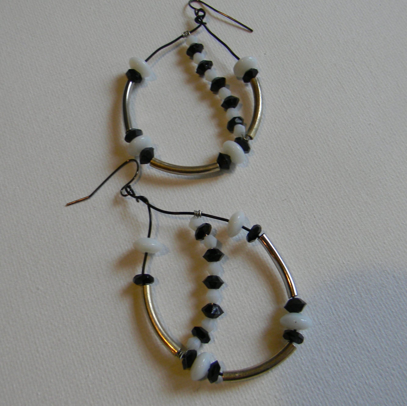 Swarovski Crystal Silver Hoop Earrings Handmade:Wire