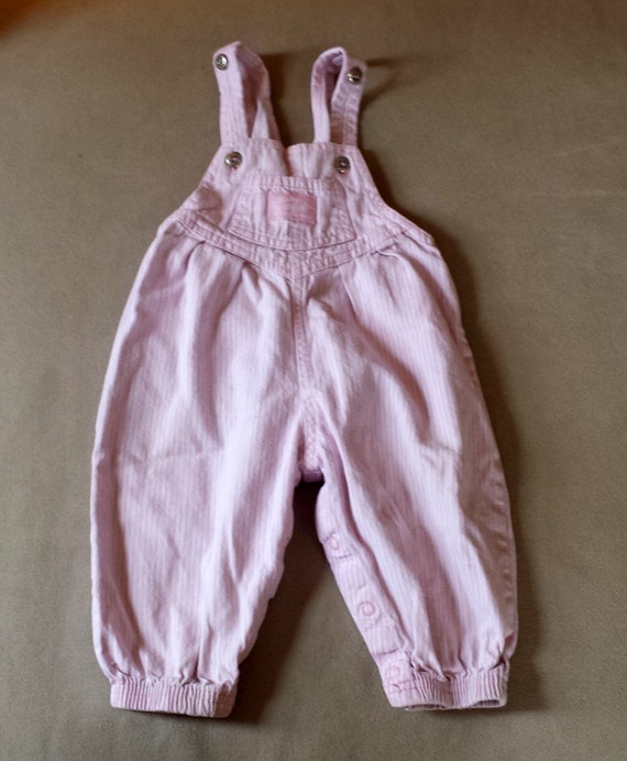 Vintage Pink Overalls. Pink and White Baby B'Gosh Overalls. Size 12m. Vintage Baby, Toddler Clothes. Oshkosh B'Gosh. VestBak