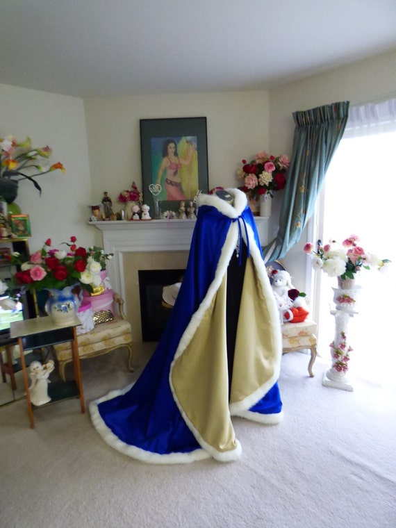 Beauty And The Beast Medieval Bridal cape Cobalt by capeandcrown13