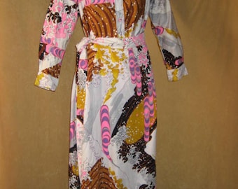 Catherine Ogust Penthouse Gallery Blouse & Skirt Psychedelic 60s Vintage