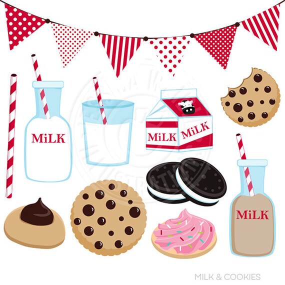 Milk & Cookies Cute Digital Clip Art Commercial Use OK