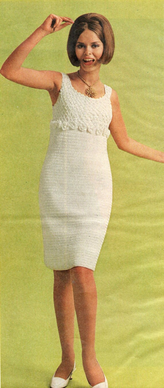 vintage crochet pattern ladies dress empire waist tank top