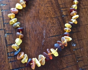 Raw Baltic Amber Teething Necklace - Multi. Unpolished.