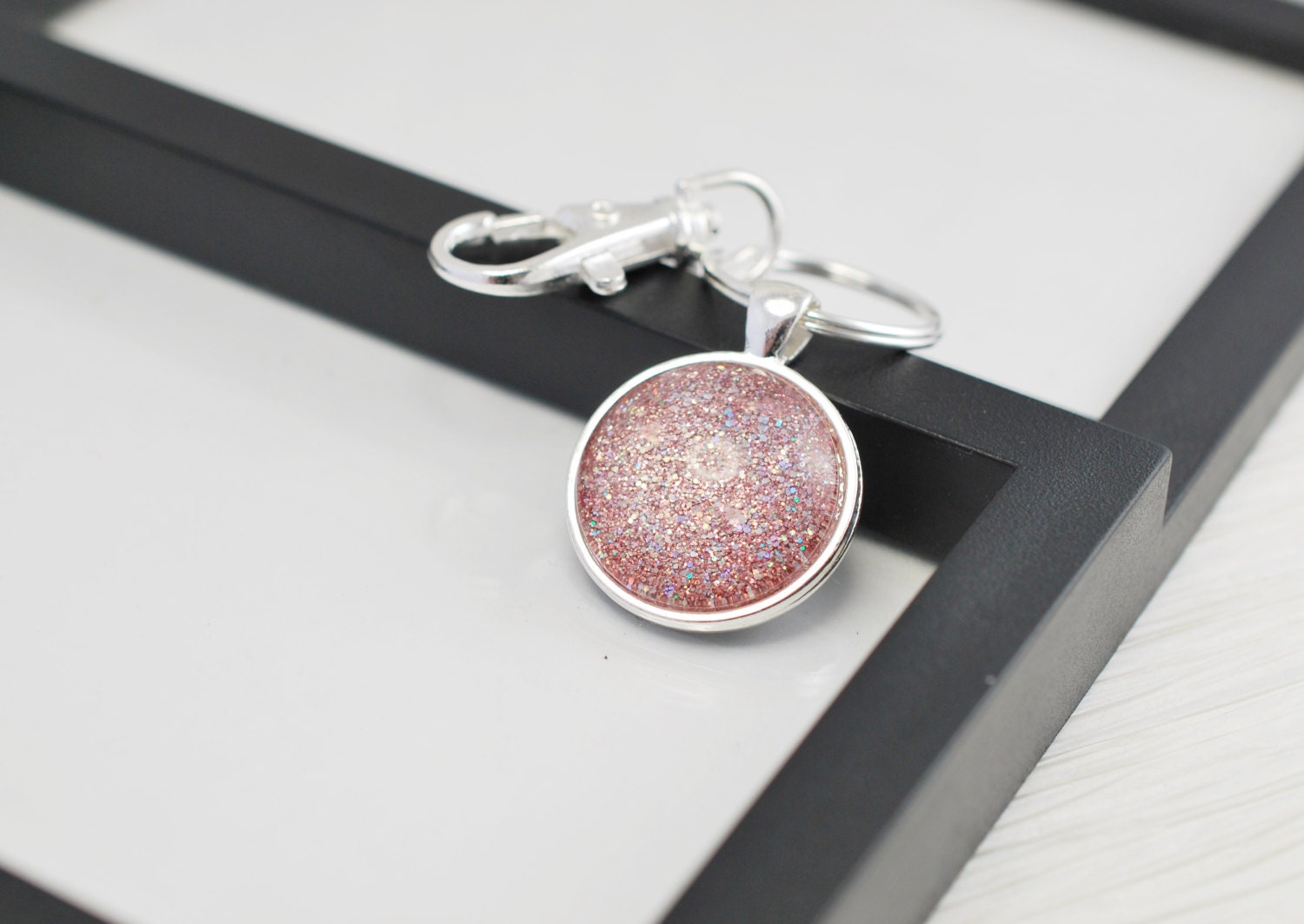 Light Pink Glitter Keychain Light Pink Keychain Pink