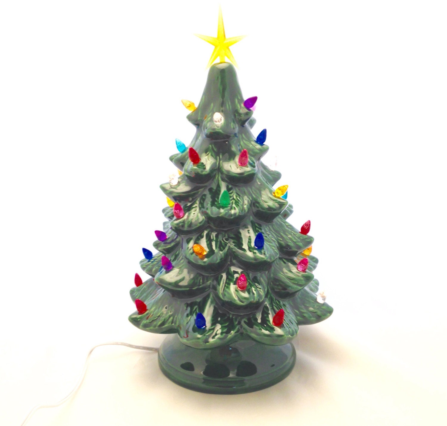 Ceramic Christmas Tree with Lights 13 inches Tall x 9