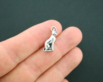 BULK 30 Cat Charms Antique Silver Tone 3D Sitting Cat charm - SC5599