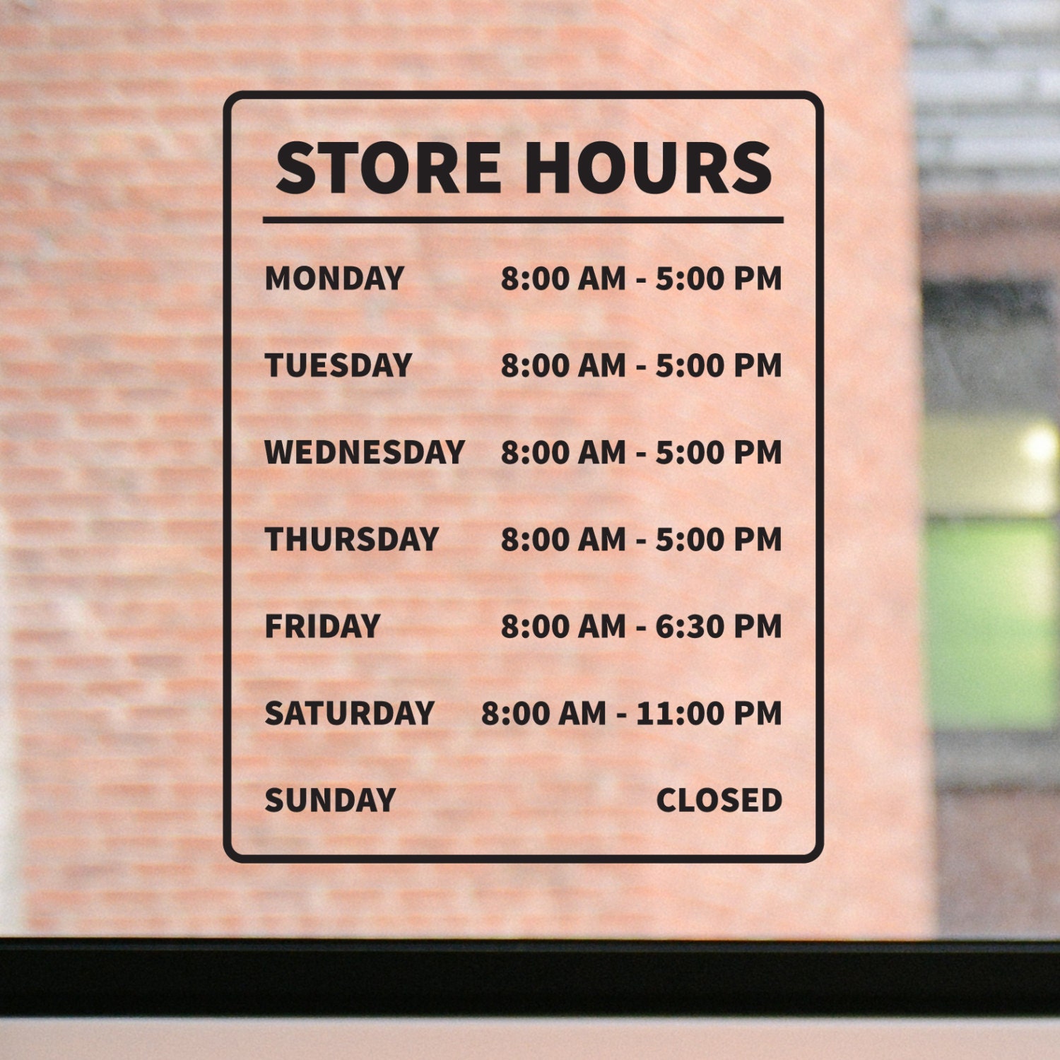 Store Hours Decal Business Hours Decal Store Hours Sign
