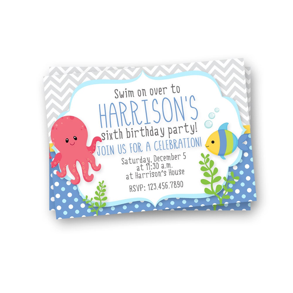 Under the Sea Birthday Invitation Kids Birthday Invitation