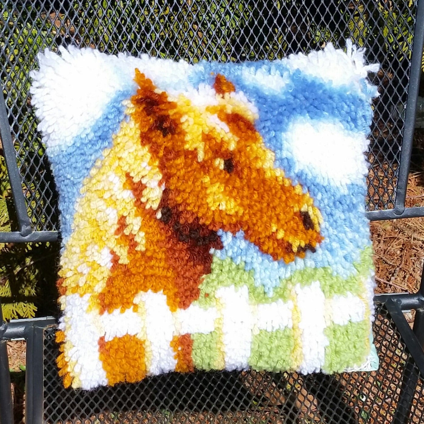 12 x 12 Latch Hook Pillow Horse Latch Hook Pillow by Shadow91
