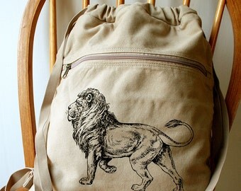 Lion Canvas Backpack School Bag Laptop Bag