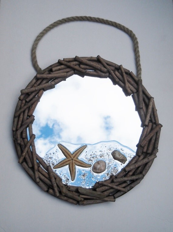 Starfish Mirror Wall Mirror Driftwood Mirror Beach Decor