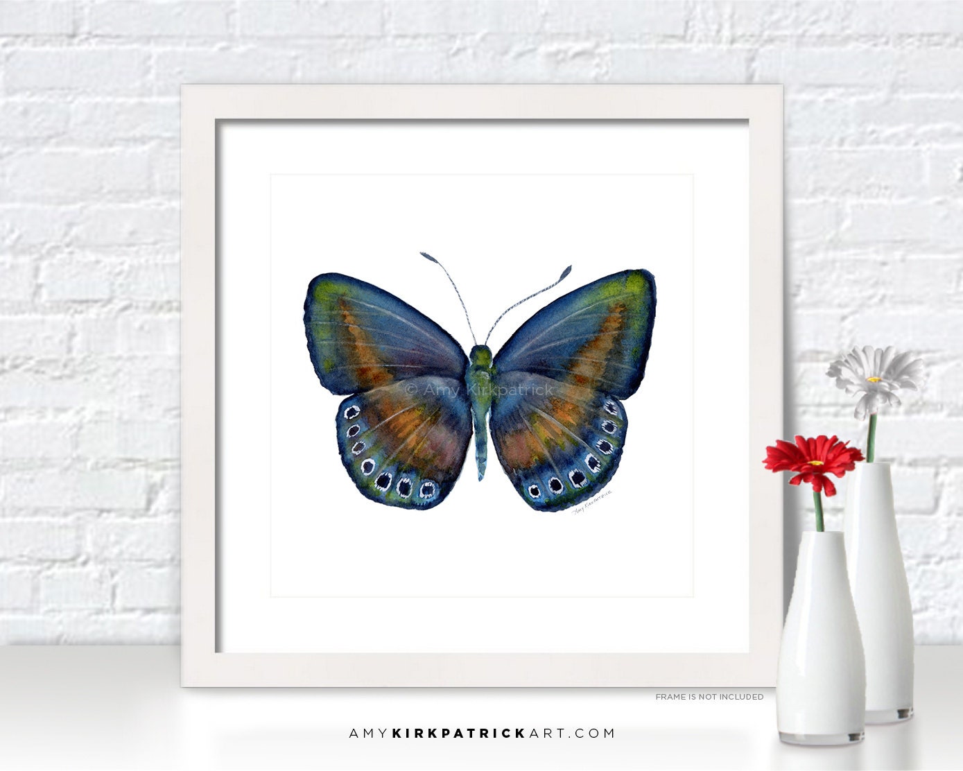 Blue Butterfly Painting Butterfly Print Blue Butterfly