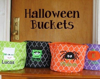 Halloween buckets, Kids trick or treat bag, Monogrammed Halloween bag