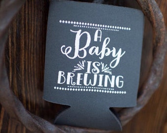 Baby Shower Favors, Baby is Brewing, Personalized Can Cooler, Gender Reveal, A Baby is Brewing, Couples Shower, Diaper Party Gifts, 1342
