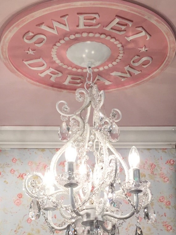 Nursery White Chandelier with Sweet Dreams Ceiling by MarieRicci