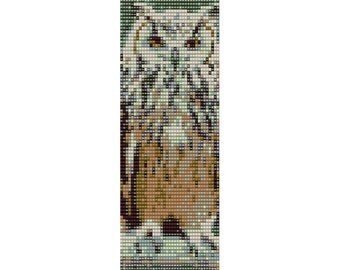 Owl 1 Loom Bead Pattern, Bracelet Cuff, Bookmark, Seed Beading Pattern Miyuki Delica Size 11 Beads - PDF Instant Download