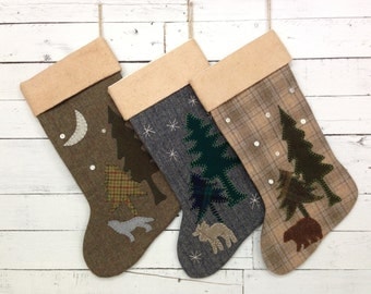 Personalized rustic christmas stockings