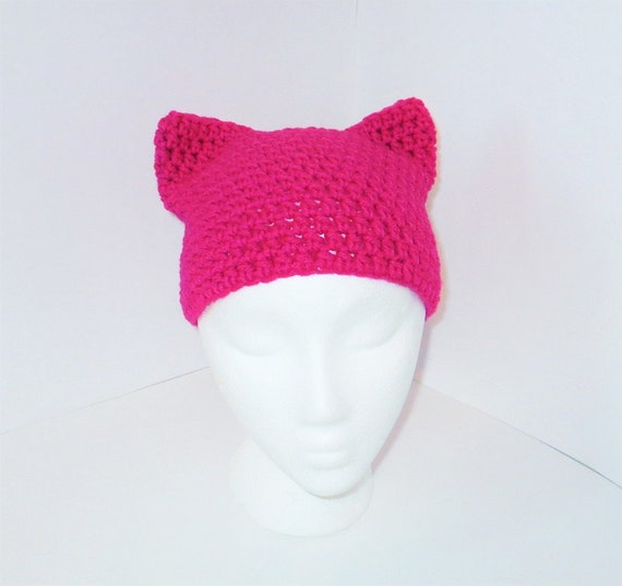 Hot Pink  Small Cat  Hat  Crochet Pink  Cat  Beanie Trendy cat 