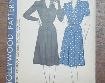 1940s Vintage Dress Pattern Ladies Suit Pattern Hollywood Pattern 1216 Size 16