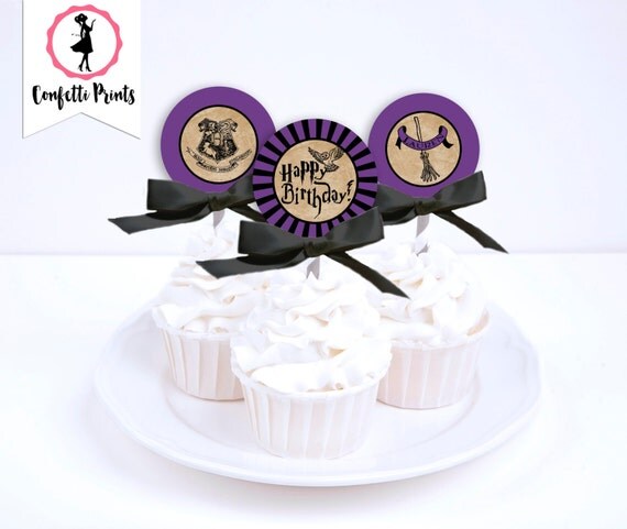 Harry Potter Cupcake Toppers | Hogwarts Party | Harry Potter Party | Hogwarts Birthday | Harry Potter Birthday | Wizard Party | Printable Il_570xn