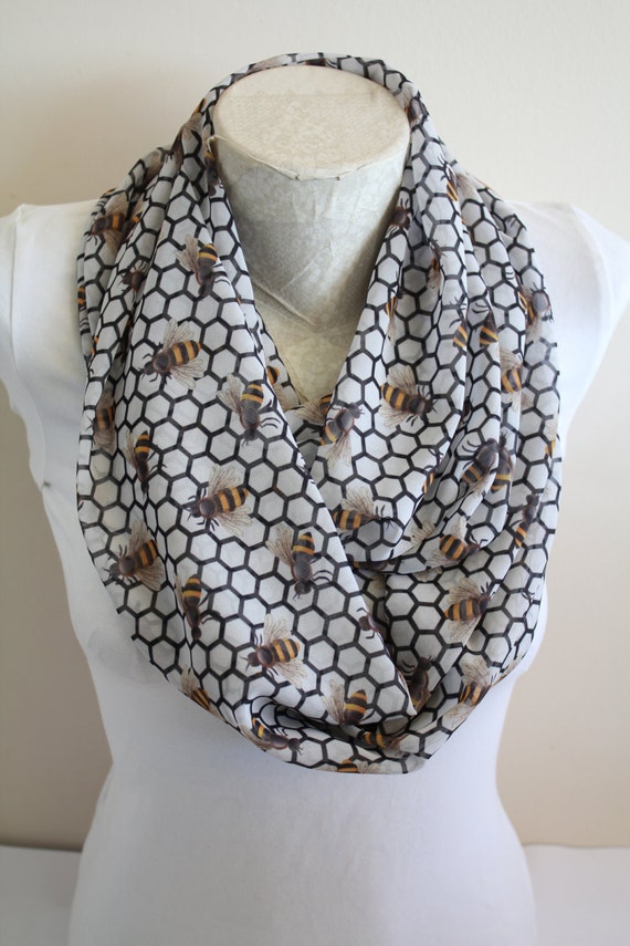 Honeycomb Scarf Bee Infinity Scarf Honey Bee Fall Winter