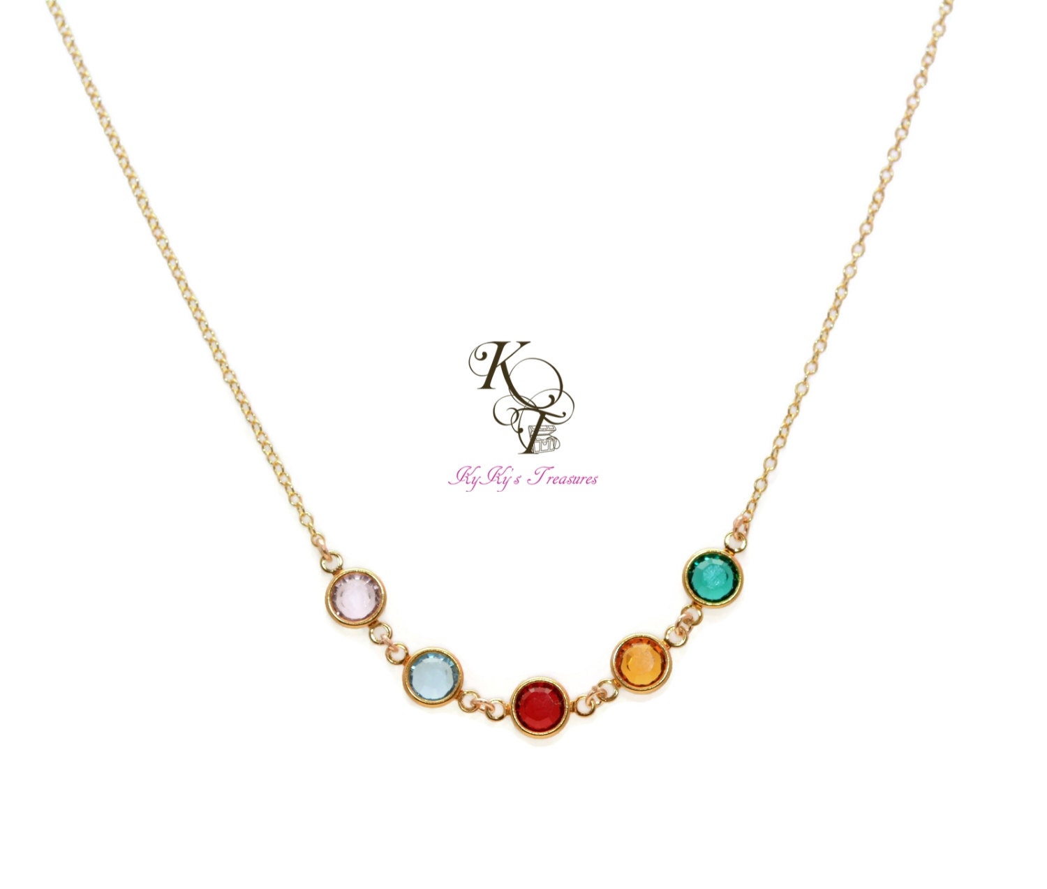 Solid Gold Necklace Birthstone Necklace Fine Jewelry Solid