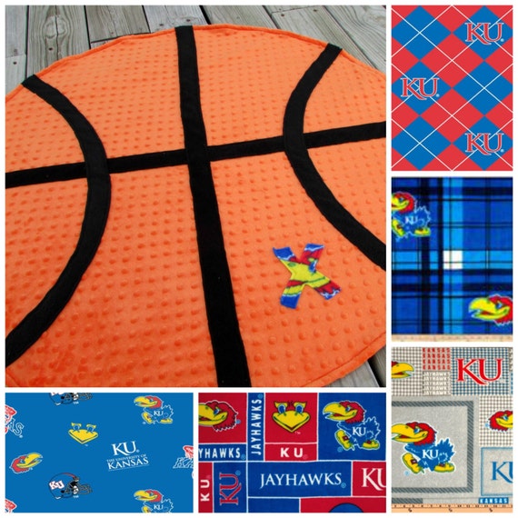 Basketball Baby Blanket KU Jayhawks Kansas by LovePitterPatter
