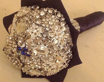 Brooch Bouquet | Rhinestone Glam Bouquet | Small Bridal Bouquet | Communion Bouquet | Bridsmaid Bouquet