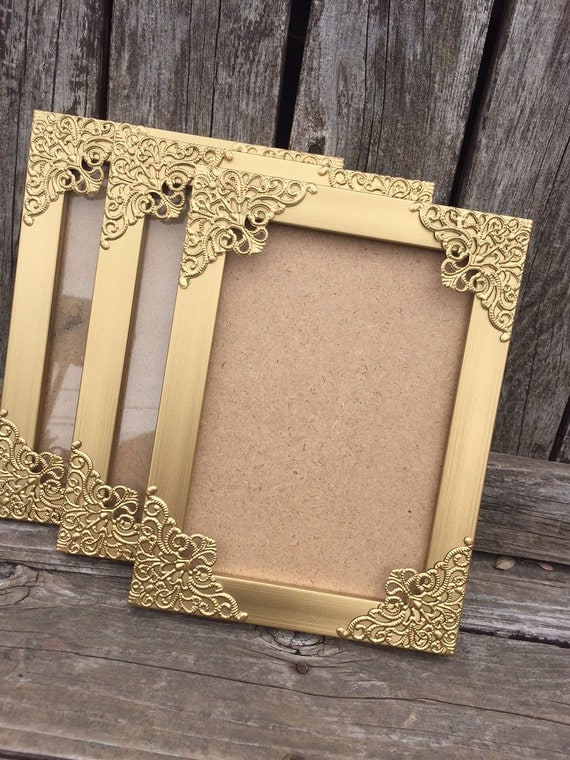 Set of 3 Gold Frames Filigree Ornate Gold Frames by ThePaintedLdy