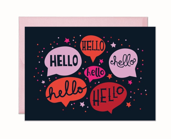 Just Saying Hello Greeting Card Talking Bubbles Card DCD109