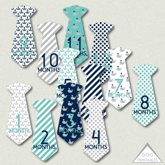 Download Baby Milestone Tie Stickers Baby Boy Monthly by SOSPrintables