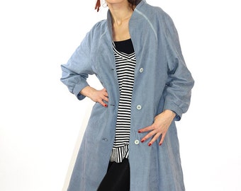 Grey vintage coat, spring coat, women overcoat, grey jacket, trench coat, midi coat, S/M, 38, 80s coat