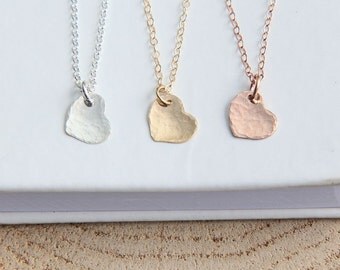Heart Necklace, Rose Gold Heart Necklace, Hammered Heart Necklace, Hammered Necklace, Tiny Heart Necklace, Silver Gold Rose Heart Necklace