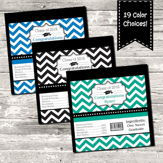 19 Colors Chevron Graduation Candy Wrapper High School College Kindergarten Pre School Il_570xn