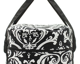 Insulated Crock Pot Slow Cooker Personalized Carrier Tote Bag FREE PERSONALIZATION Black Demask Gift Tailgate Party
