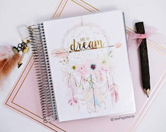 Planner COVER, Erin Condren Cover, Happy Planner Cover, Recollections Cover, Levenger Cover: Dreamcatcher Gold Foiled "Dare To Dream"