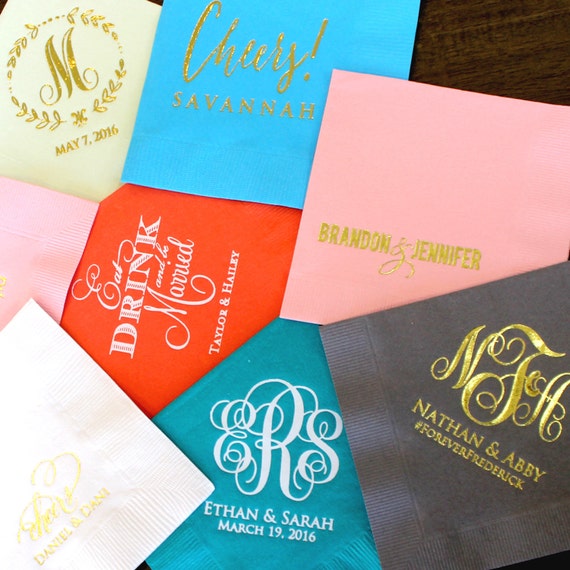 Custom Special Event Napkins Printed Party Napkins Monogram