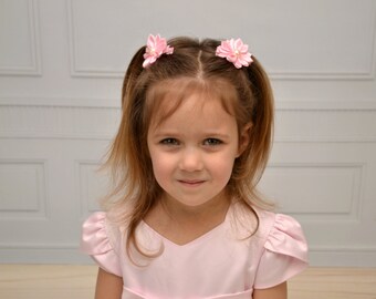 Pink Flower Hair Clips, Pink Hair Clips, Pink Clips, Pink Flower Clips, Pink Hair Flowers, Pink Flower Girl Hair Clips, Pink Pigtail Clips