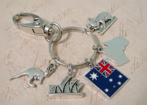 AUSTRALIA Land Down Under Key Chain Purse Charms Bag