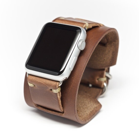 quality lines strap for Supply Watch by E3  Co. Band Cuff Apple Leather Natural  Strap