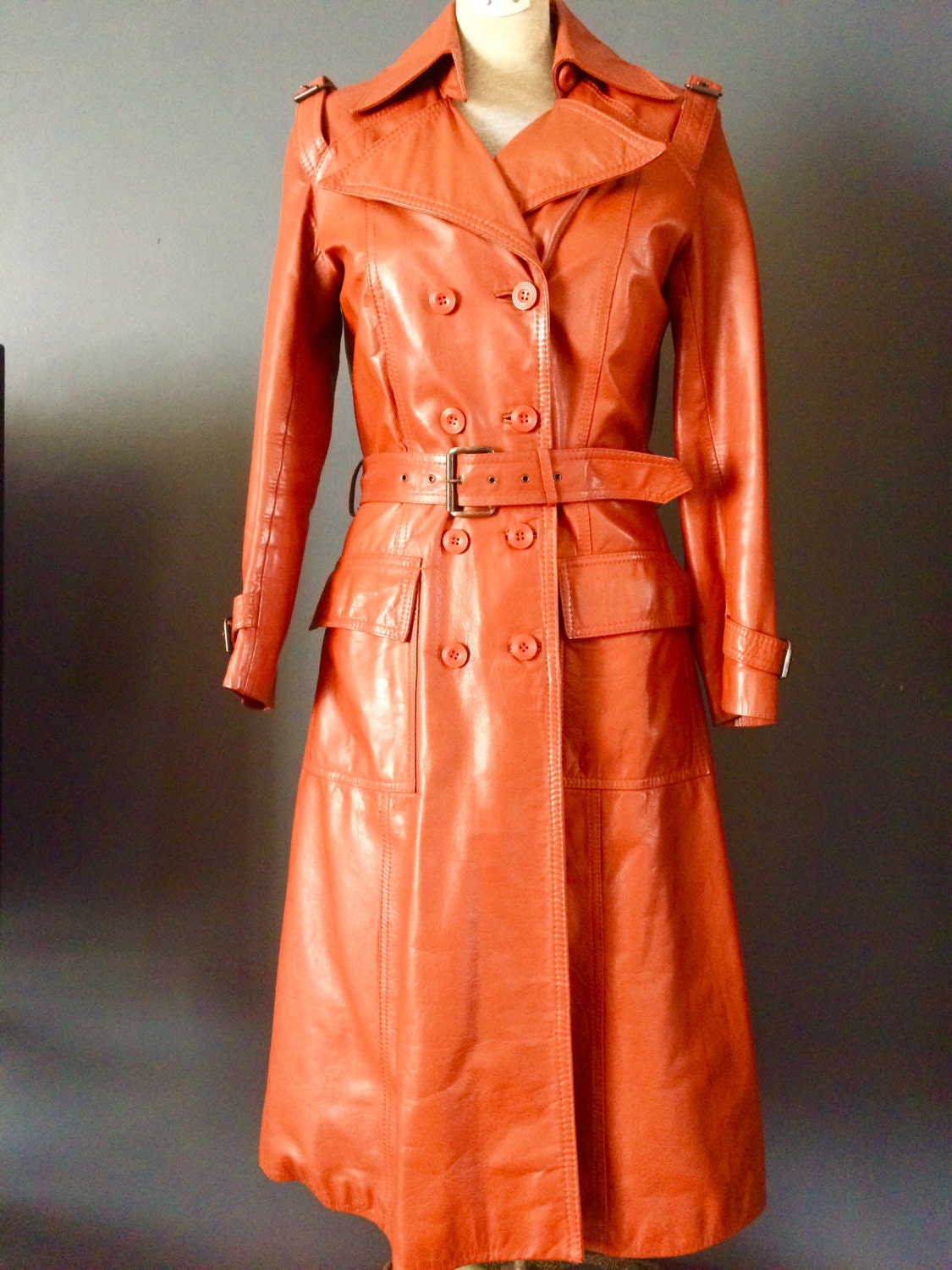Women's Vintage Long Leather Jacket Coat Duster Boho