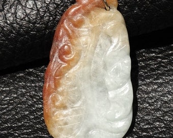 Untreated Jadeite Pendant, A Grade Natural Jade, Vintage Carving