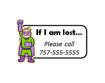 Set of 8+ Custom Temporary Tattoos - Emergency Contact Info / If Lost