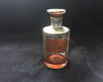 Antique French Apothecary Bottle - Gold Decoration - Cabinet of Curiosity