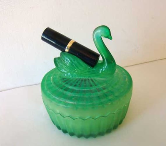 Vintage Jeannette glass powder jar